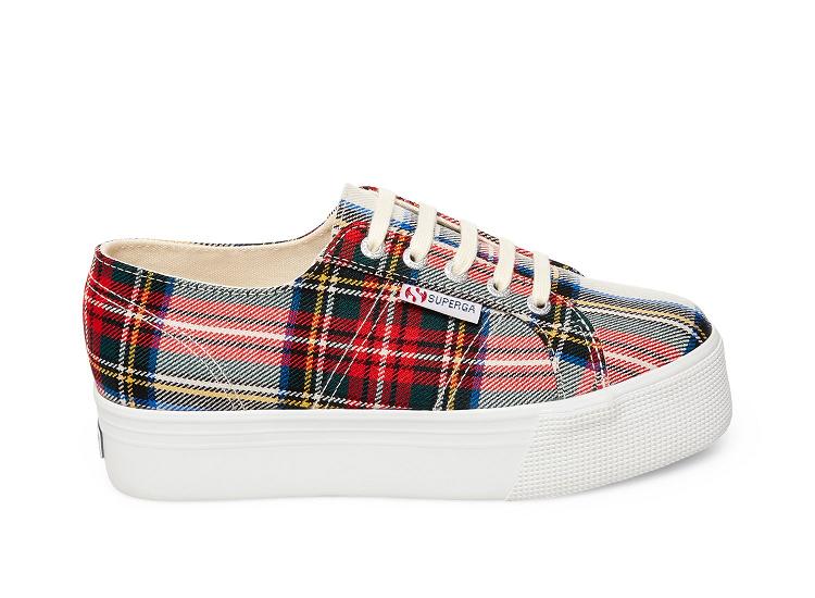 Superga 2790 Tartanw Red Plaid - Womens Superga Platform Shoes